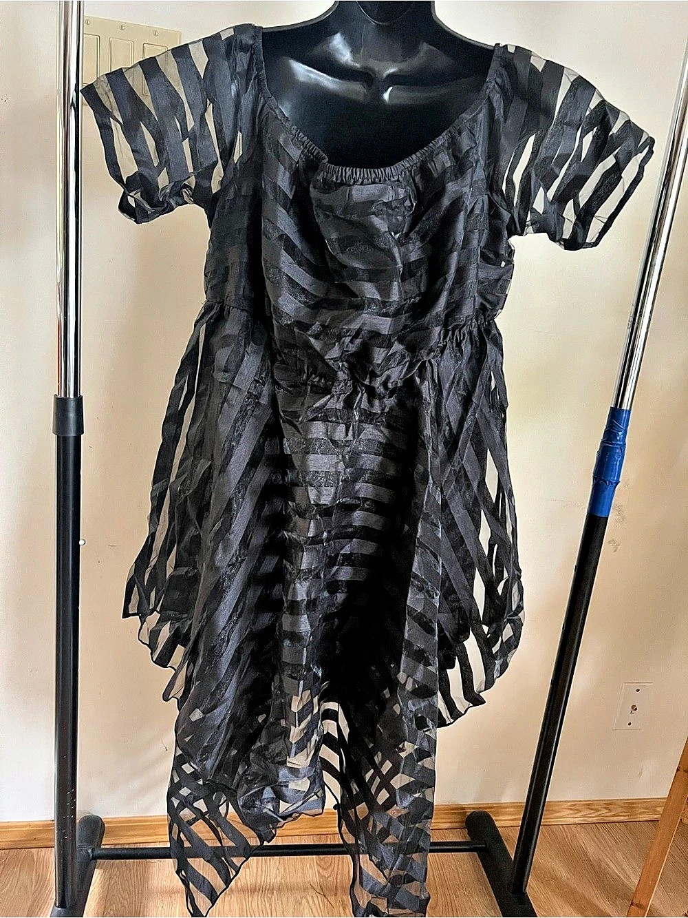 Black Striped Sheer Mini Dress Like New